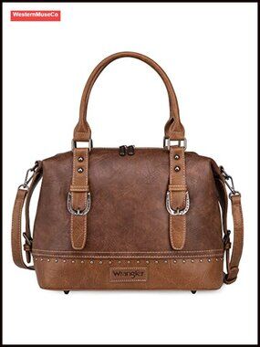 Western Barrel Satchel Doctor Bag Top Handle Purse Detachable Strap